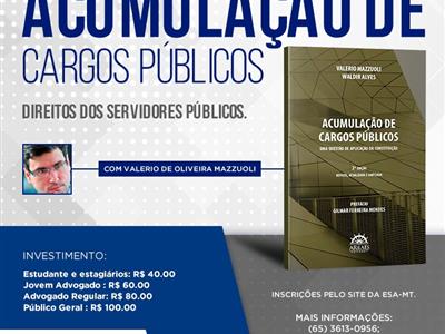 Foto da Notícia: Palestra 'Acumulação de Cargos Públicos' é adiada para 15 de maio