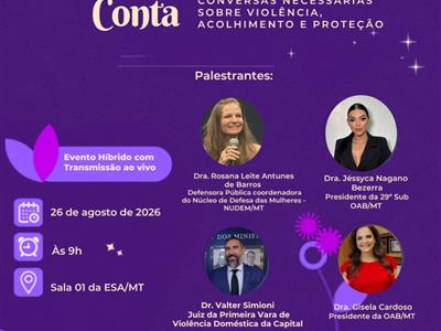 Notícia destaque: Gisela Cardoso confirma presença em roda de conversa da OAB-MT sobre violência contra a mulher e rede de apoio
